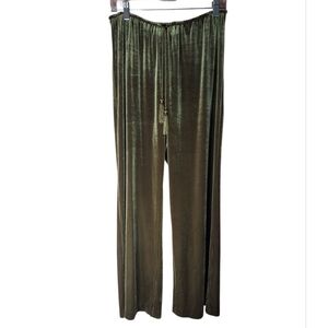Soft Surroundings Olive Velvet Wide Leg Pants